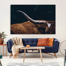 Texas Longhorn Bull Wall Art Canvas Print - Large Framed
