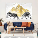 Golden Mountain Triptych Wall Art Canvas Print, Modern