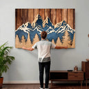 Rustic Wood Style Mountain Wall Art, Nature Forest Canvas