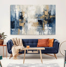 Modern Abstract Canvas Wall Art in Blue and Gold Tones |