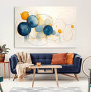 Geometric Blue Orange Abstract Wall Art Canvas, Geometric