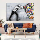 Banksy Art Behind the Curtain Street Wall Art Canvas Print |