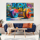 Fitness Gym Barbell Graffiti Wall Art Canvas Print