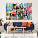 Life Beautiful Art Print - Banksy Graffiti Wall Art Canvas by MyGreatCanvas | Canvas Wall Art Prints | Photo Prints & Wall Decor