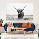 Highland Cow Canvas Wall Art – Majestic Beauty in Black and