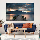 Mountain Lake Wood Pier Canvas Wall Art Nature Lake Print