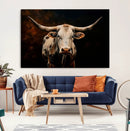 Texas Longhorn Wall Art | 3-Panel Large Texas Longhorn