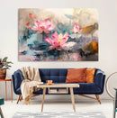 Lotus Flower Wall Art | 3-Panel Giclee Canvas Print of Pink