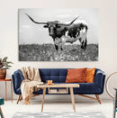 Texas Black White Highland Longhorn Cow Wall Art Canvas by MyGreatCanvas | Canvas Wall Art Prints | Photo Prints & Wall Decor