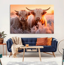 Highland Cows at Sunrise Wall Art Canvas Set – Serene and by MyGreatCanvas | Canvas Wall Art Prints | Photo Prints & Wall Decor
