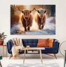 Scottish Highland Cow Horn Farm Wall Art Canvas Print