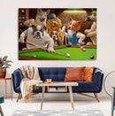Dogs Playing Pool Canvas Wall Art Funny Gifts Dog Print