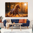 Running Horse Sunset Forest Wall Art Canvas Print