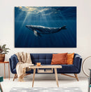 Whale under Ocean Wall Art Canvas Print
