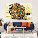 Blue-Eyed Leopard Canvas Wall Art - Framed Animal Print