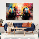 Weightlifting Barbell Art Triptych, Bold Abstract Fitness