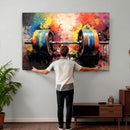 Weightlifting Barbell Art Triptych, Bold Abstract Fitness