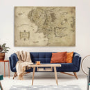 Vintage Middle Earth Map Wall Art Canvas – Lord of the Rings
