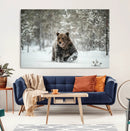 Grizzly Bear Wall Art – Framed Snowy Forest Canvas Artwork, by MyGreatCanvas | Canvas Wall Art Prints | Photo Prints & Wall Decor