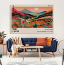 Yayoi Kusama Landscape Canvas Print, Vibrant Floral Mountain