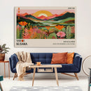 Framed Yayoi Kusama Print, Vibrant Floral Mountain Art