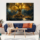 Golden Tree of Life Canvas Wall Art Print - Majestic Glowing