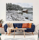 Winter Wall Art - Cabin by the Lake Canvas Wall Art - Serene by MyGreatCanvas | Canvas Wall Art Prints | Photo Prints & Wall Decor
