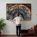 Framed Tree Ring Wall Art - Abstract Colorful Tree Ring Wall