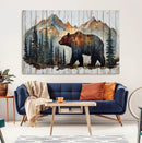 Rustic Grizzly 399 Bear and Mountain Wood Canvas Wall Art - by MyGreatCanvas | Canvas Wall Art Prints | Photo Prints & Wall Decor