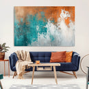 Vintage Abstract Print - Bold Teal and Orange Canvas Wall