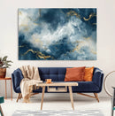 Large Abstract Print - Luxe Blue and Gold Abstract Canvas
