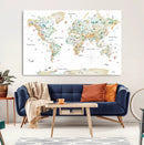 Animal World Map for Kids Room Decor