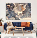 Abstract Blue and Gold Wall Art - Fluid Ink Artwork - Modern