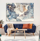 Abstract Blue and Gold Canvas Wall Art - Fluid Modern Ink