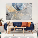 Large Abstract Blue and Gold Canvas Wall Art | Fluid Ink