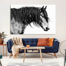 Black Horse Wall Art Canvas Print – Elegant Farmhouse Decor