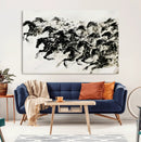 Abstract Horse Wall Art Canvas Print - Dynamic Black Ink