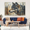 Rustic Wolf Wall Art Canvas Print – Vintage Woodland