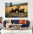 Grizzly Bear Family Wall Art Canvas Print – Majestic