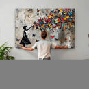 Banksy Butterfly Girl Wall Art – Modern Graffiti Canvas