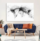 Flight Routes Air Traffic Map Canvas Wall Art - Framed -