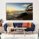 Tropical Beach Wall Art - Stunning Ocean Sunset Canvas Print
