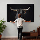 Majestic Longhorn Bull Wall Art Canvas Print – Dark by MyGreatCanvas | Canvas Wall Art Prints | Photo Prints & Wall Decor