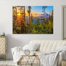 Forest Sunset Wall Art Canvas Print – Green Pines Sunset