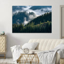 Misty Forest Wall Art Canvas Print – Pine Hills Foggy Trees