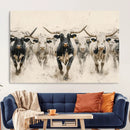 Texas Longhorn Wall Art – Framed Cattle Walking Canvas by MyGreatCanvas | Canvas Wall Art Prints | Photo Prints & Wall Decor