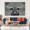 Texas Longhorn Wall Art Canvas Print – Framed Western Bull