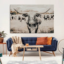 Texas Longhorn Wall Art Canvas Print – Framed Speckled Bull