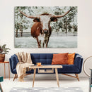 Texas Longhorn Wall Art Canvas Print – Framed Spotted Bull