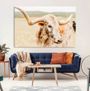 Texas Longhorn Wall Art Canvas Print – Framed Spotted Cow